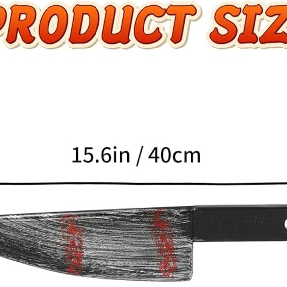 NEW! 2pc Halloween Fake Knife Prop 15.75" Realistic Safe Plastic Butcher Knife - Picture 2 of 2